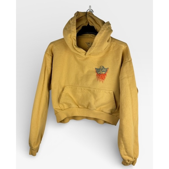 Boys Lie Ask Me If I Care Cropped Hoodie Women's One Size Faded Yellow - Picture 12 of 12